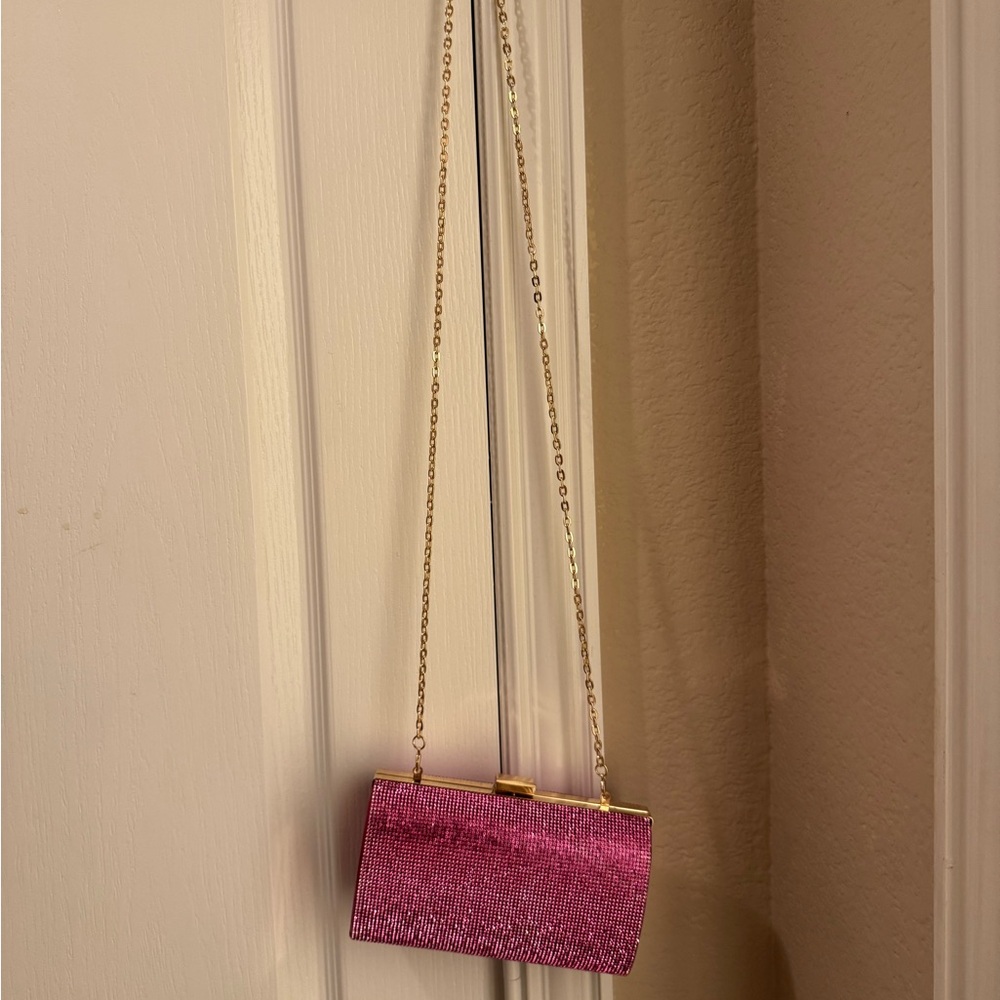 INC Pink Rhinestone Clutch Purse